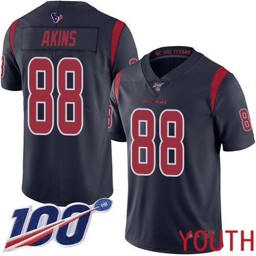 Houston Texans Limited Navy Blue Youth Jordan Akins Jersey NFL Football #88 100th Season Rush Vapor Untouchable